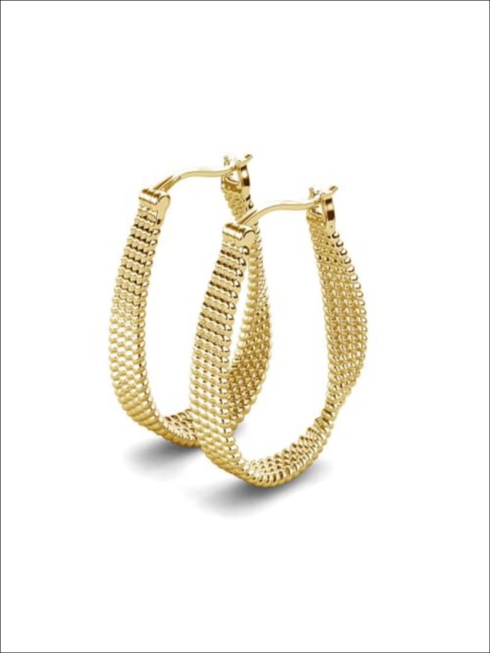 14K Gold Plated Twisted U Hoop Earrings Women Textured Statement Jewelry